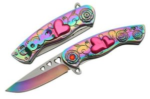 Cupid Heart Ladies Rainbow Pocket Knife