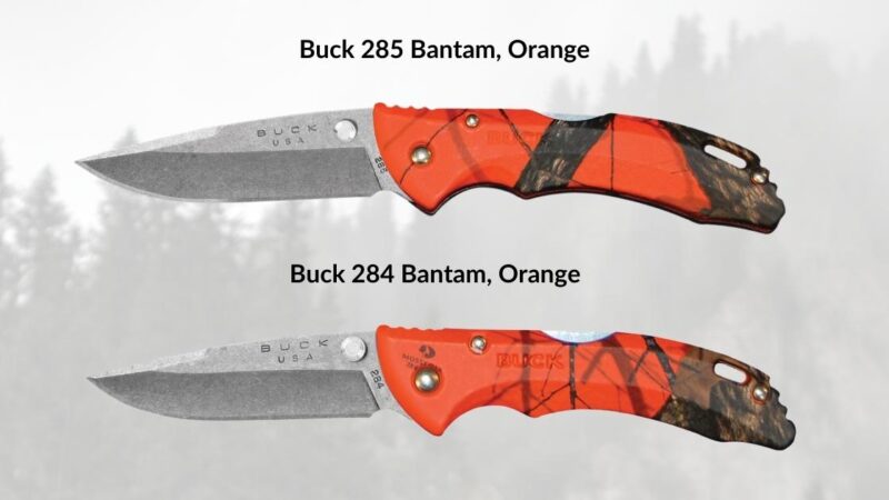 buck bantam 284 & 285 in orange side by side