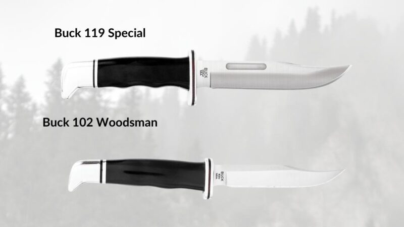 buck 119 and buck 102 woodsman side by side